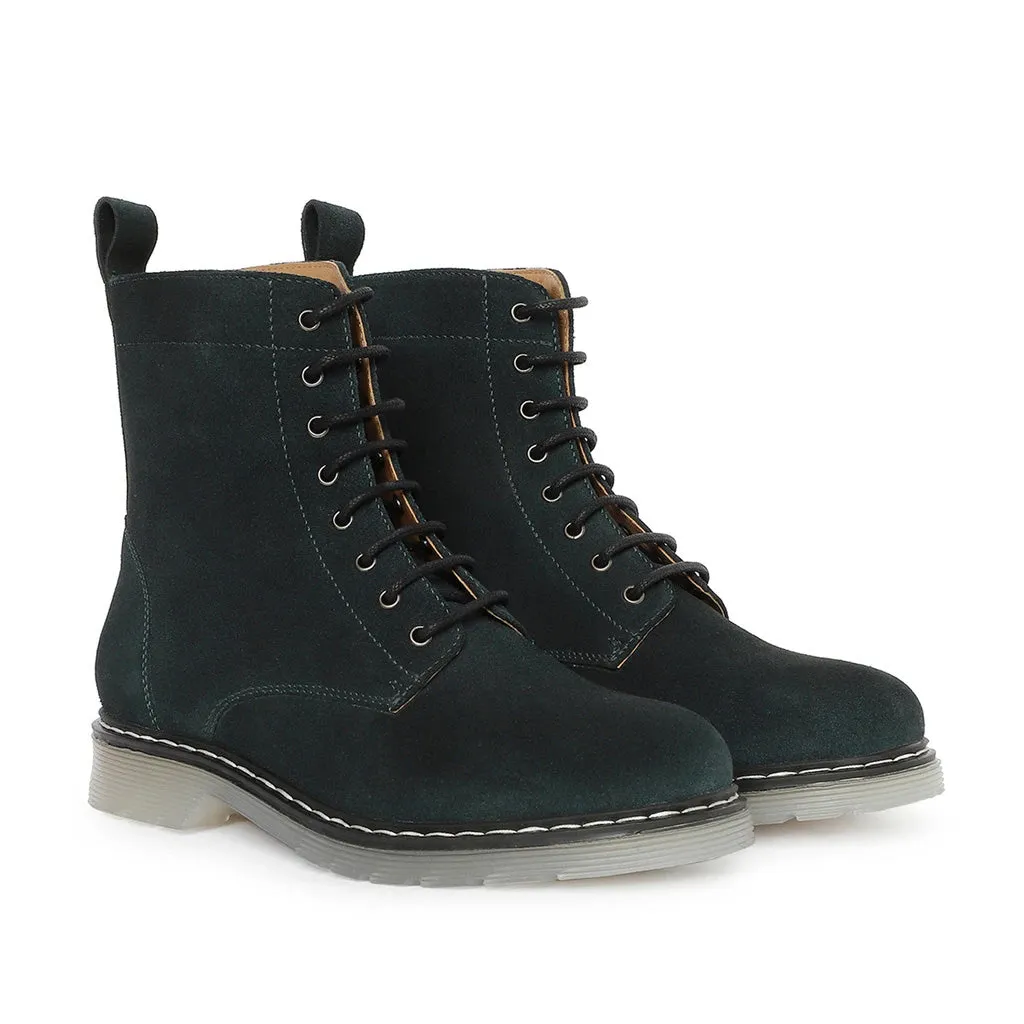 Saint Lauretta Green Suede Leather Lace-up Ankle Boots