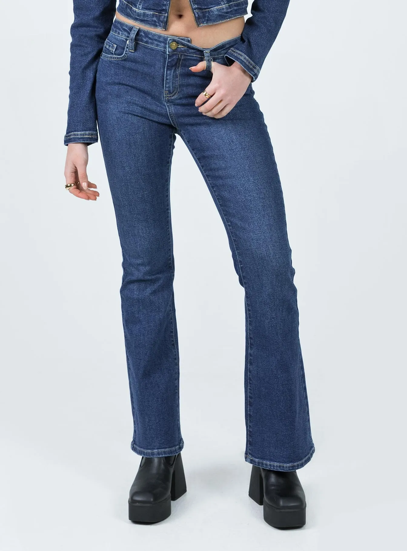 Samner Low Rise Bootcut Jeans Dark Blue