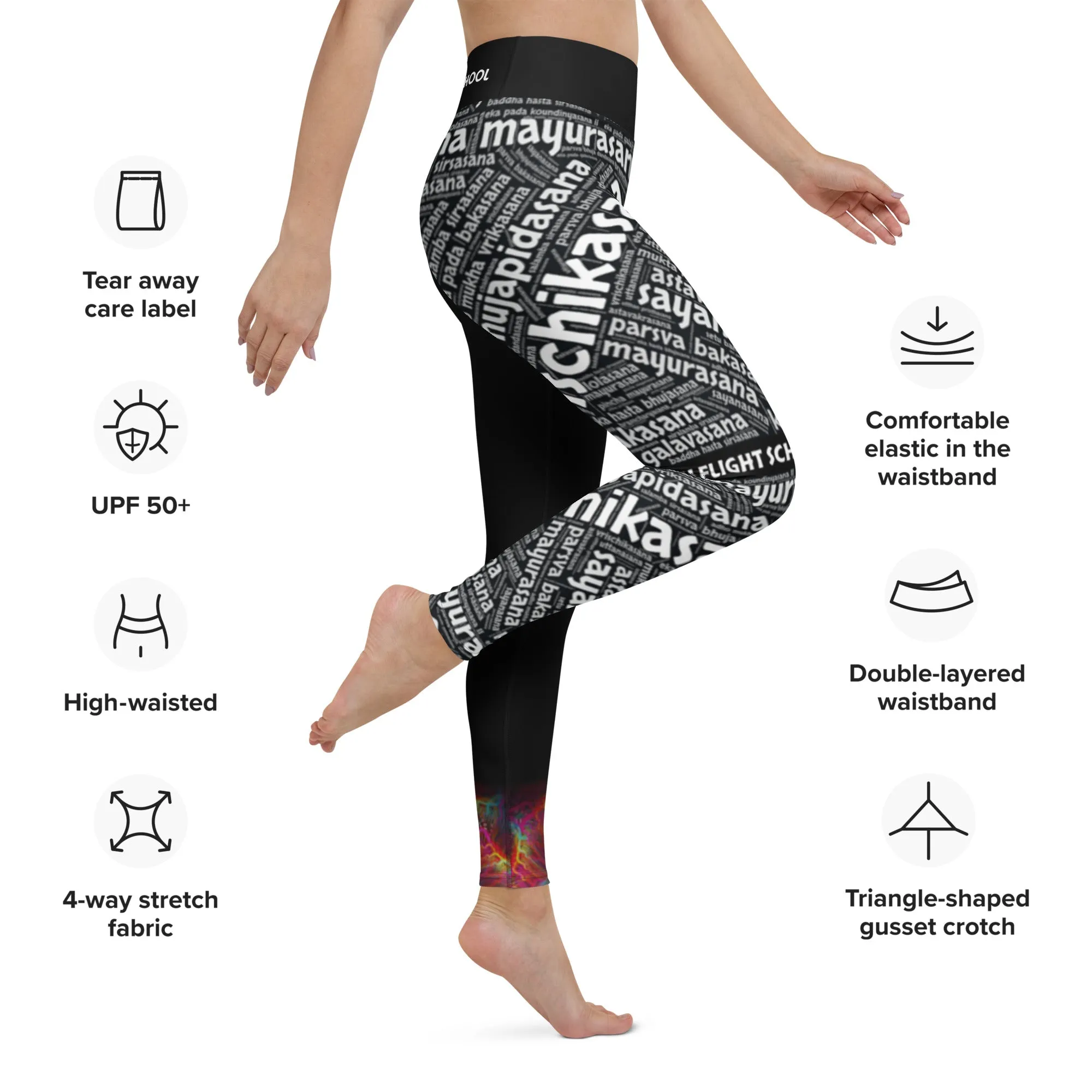 Sanskrit Leggings (Black) - Black Waistband