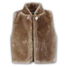 Sarah Louise Beige Fur Vest