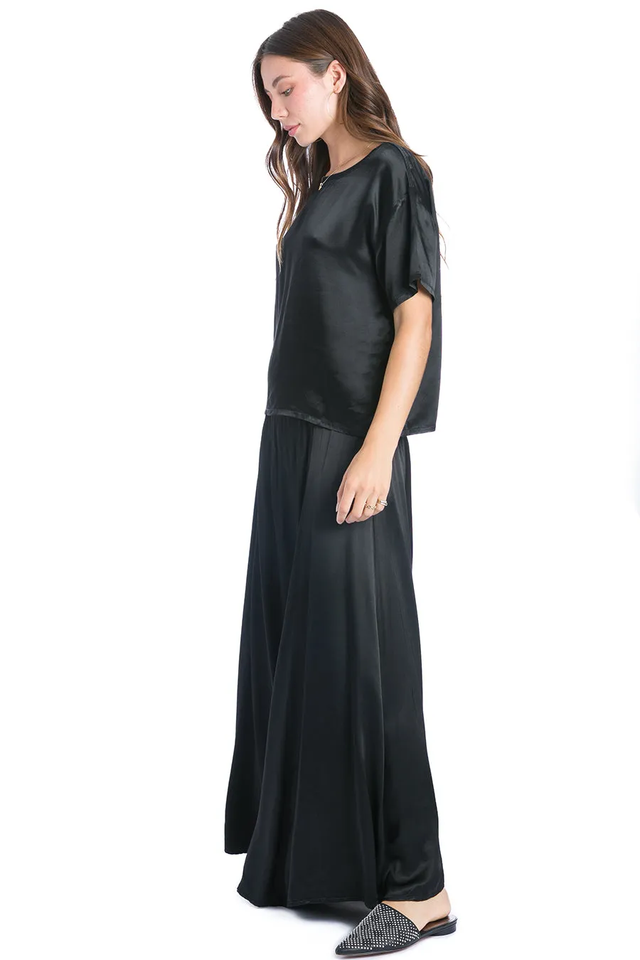 Satin Princess Panel Maxi Skirt