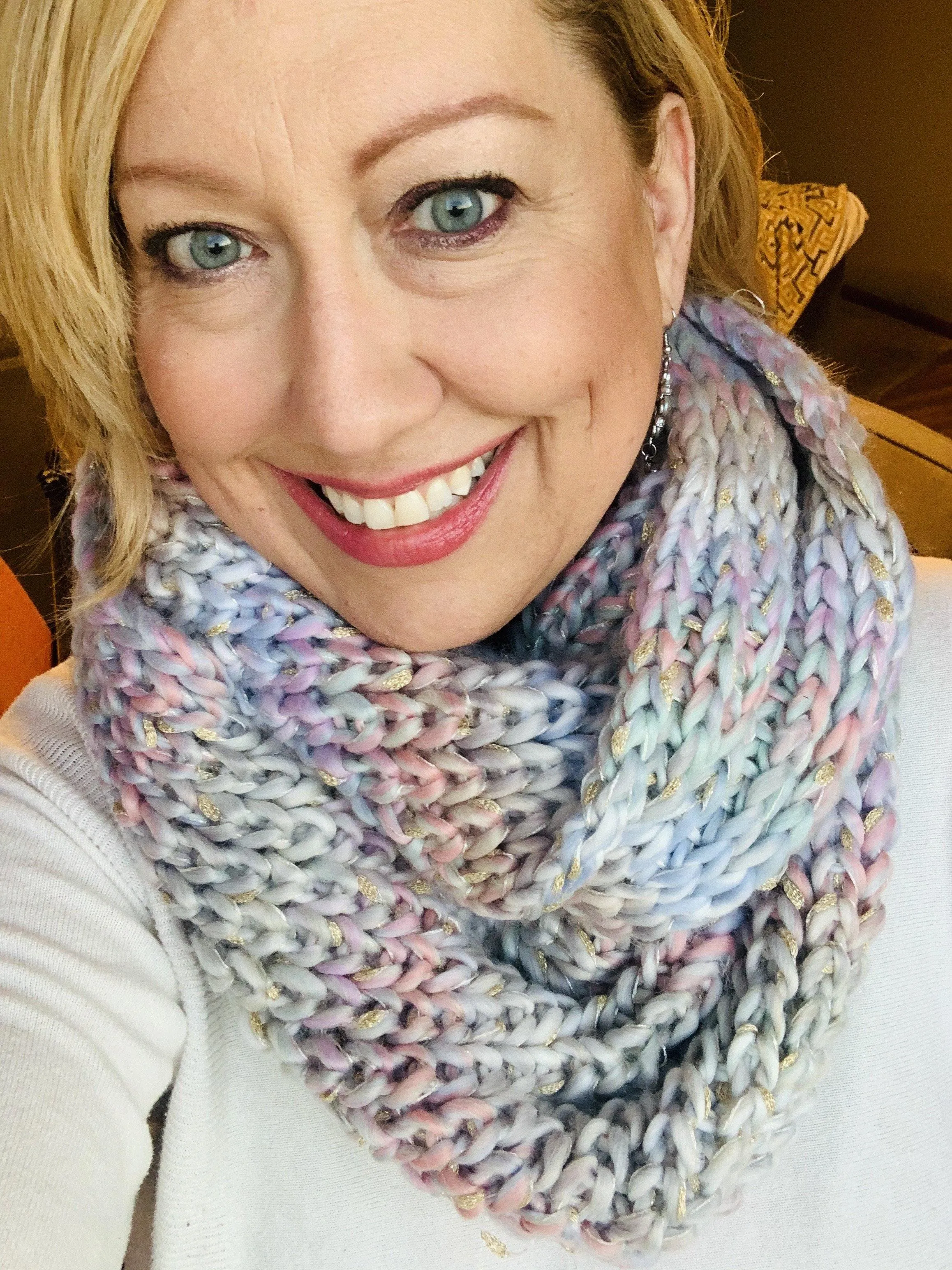 Scarf { Pastels } Infinity. Knit. Metallic.