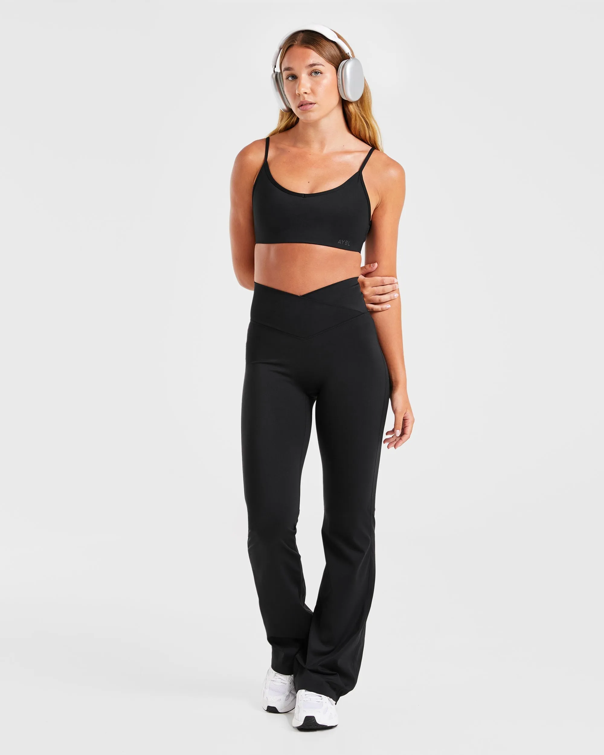 Sculpt Wrap Flared Leggings - Black