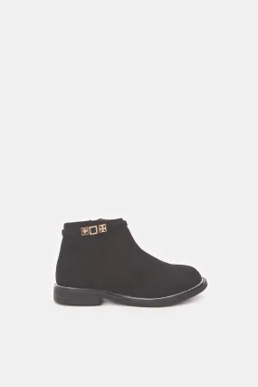 Senior Girls Black Suede Chelsea Boots