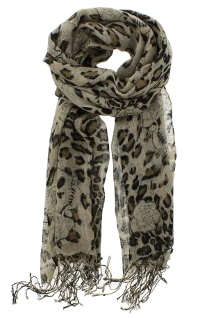 Skulls, Roses & Leopard Print Scarf