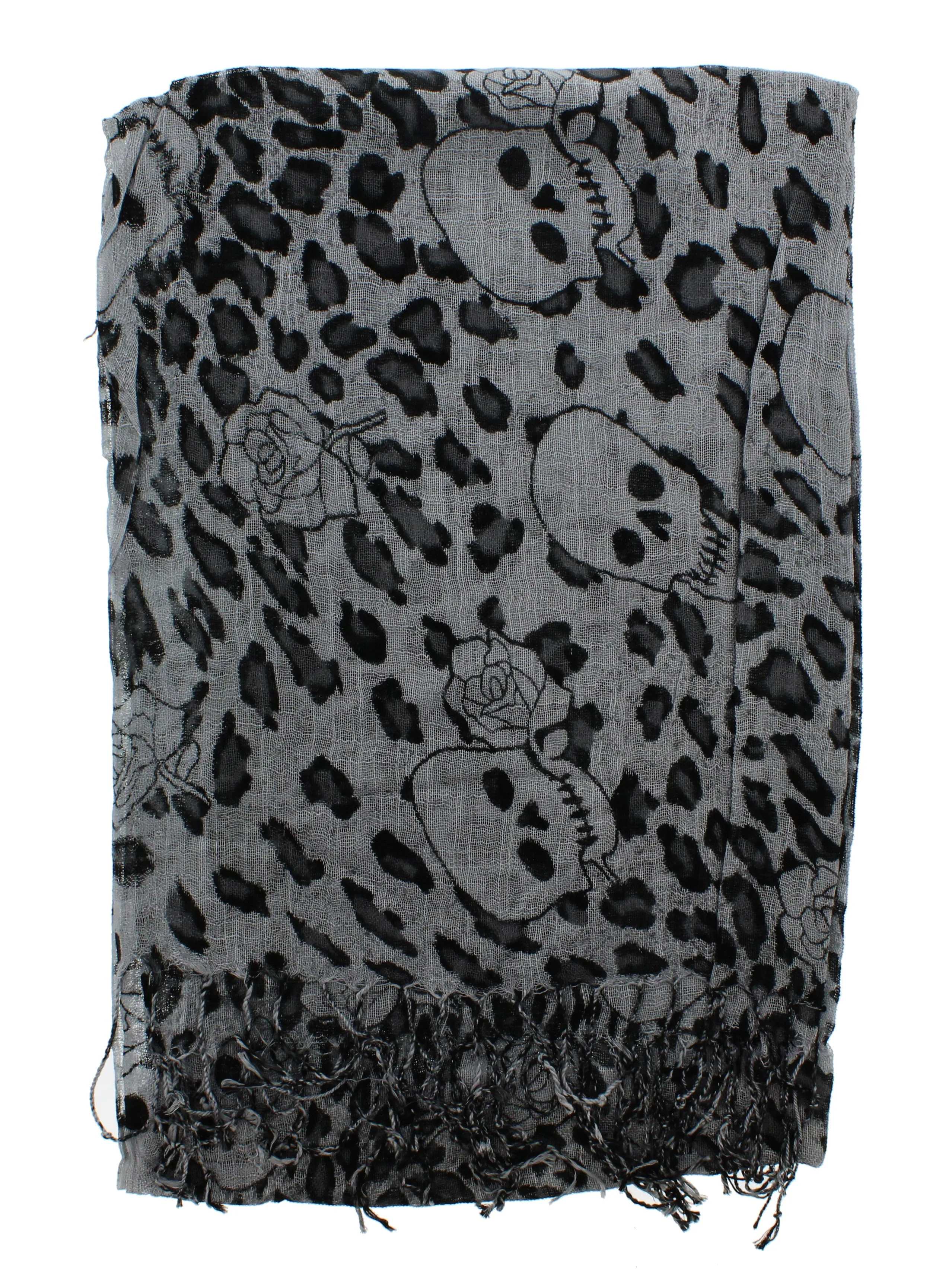 Skulls, Roses & Leopard Print Scarf