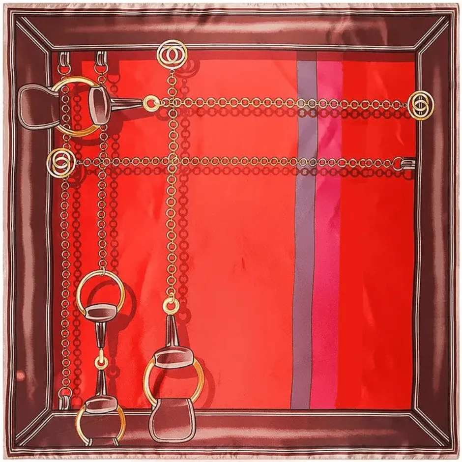 Snaffle Bit Framed Scarf - Red