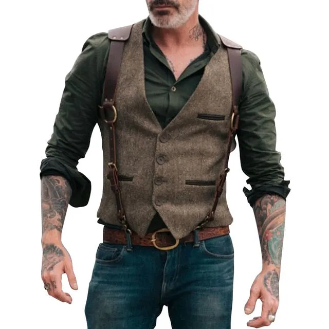 Solid Color Four Buttons Four Pockets Vest