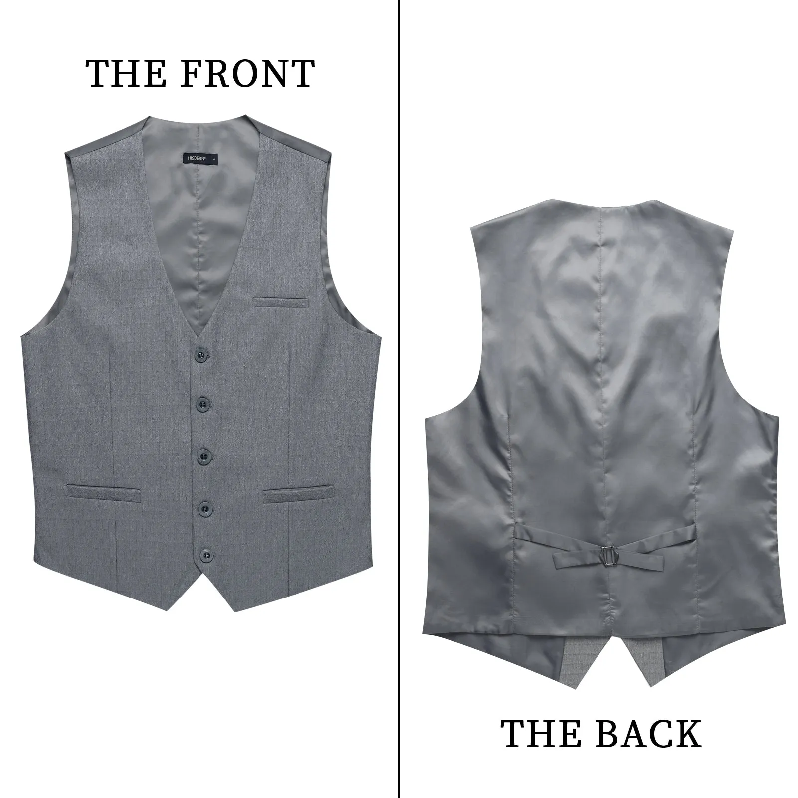 Solid Slim Suit Vest - D2-LIGHT GREY