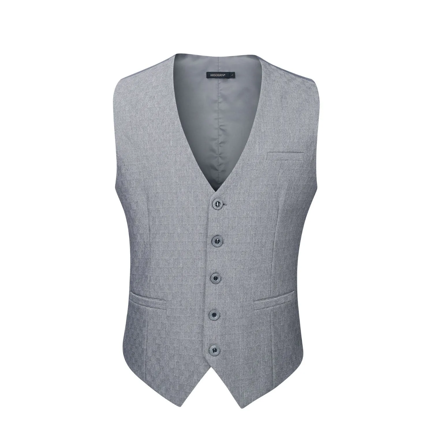 Solid Slim Suit Vest - D2-LIGHT GREY