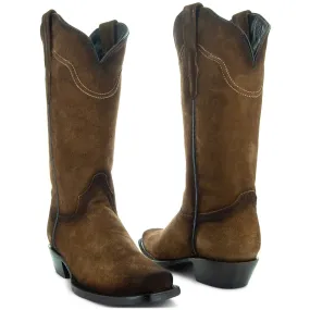 Soto Boots Women's Suede Burnished Cowboy Boots M50057