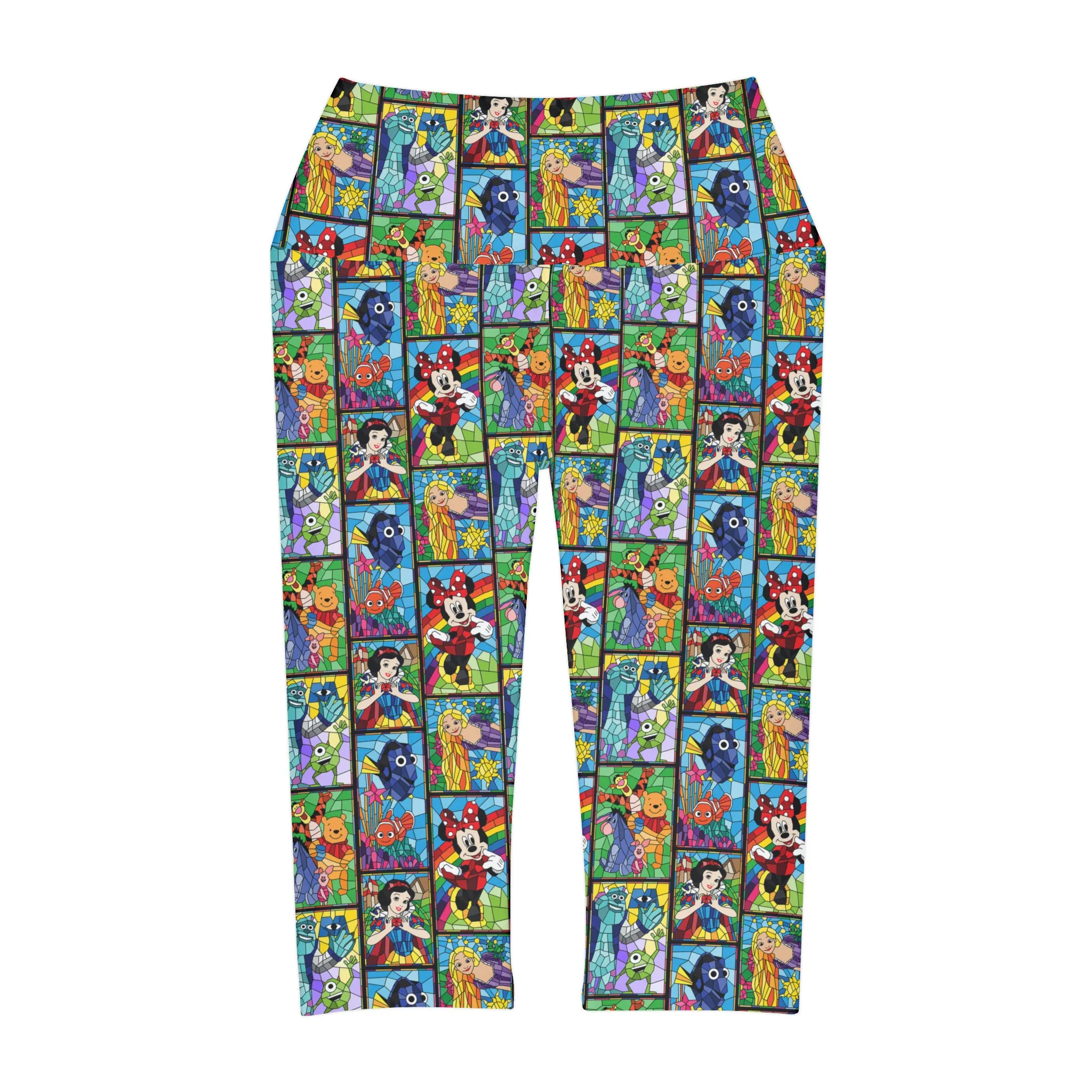 Stained Glass Characters Athletic Capri Leggings