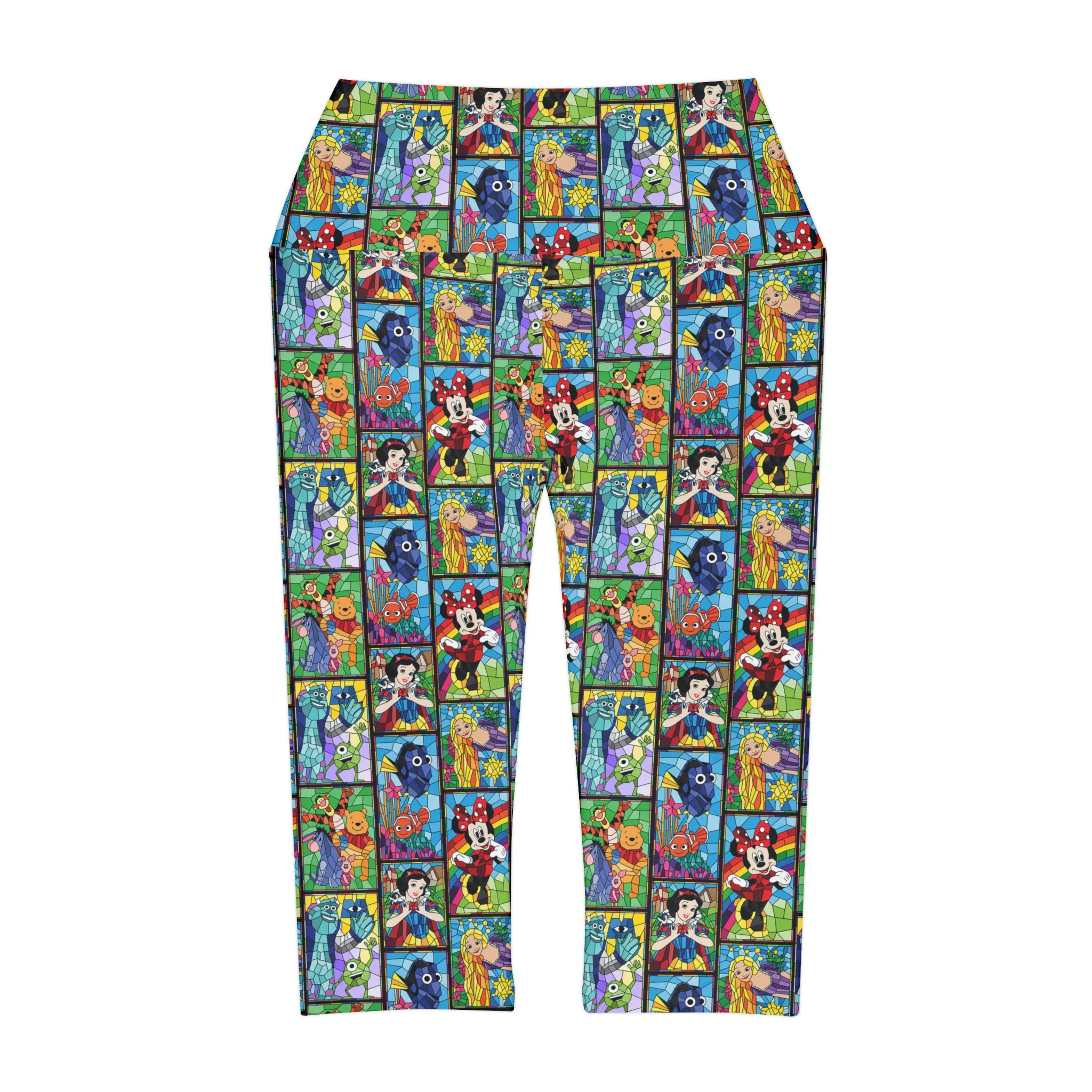 Stained Glass Characters Athletic Capri Leggings