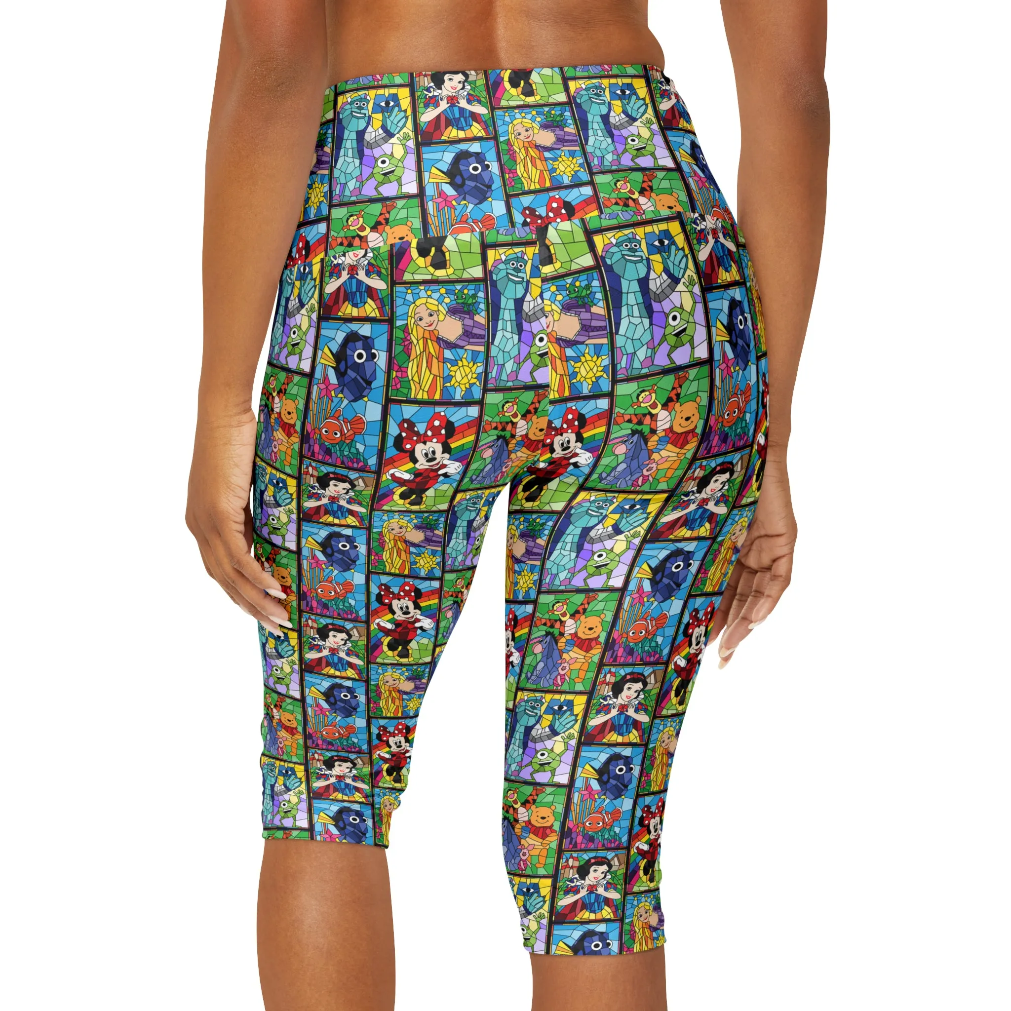 Stained Glass Characters Athletic Capri Leggings