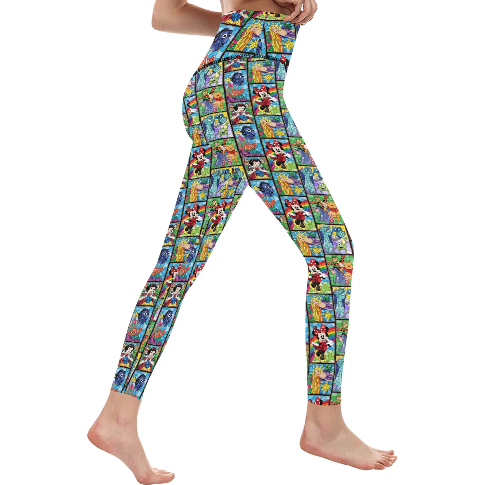 Stained Glass Characters Women's Athletic Leggings