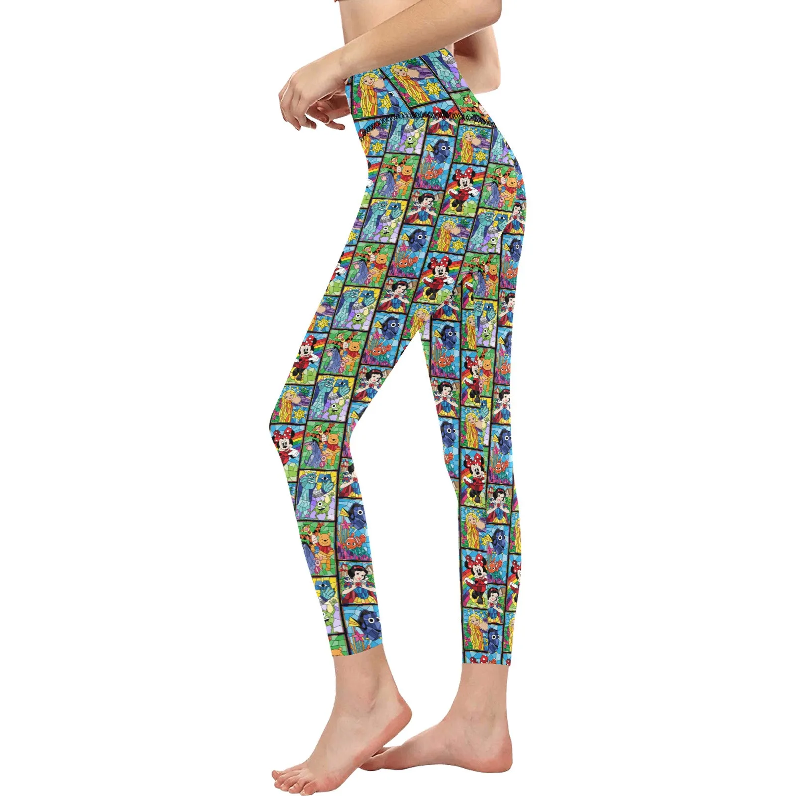 Stained Glass Characters Women's Athletic Leggings