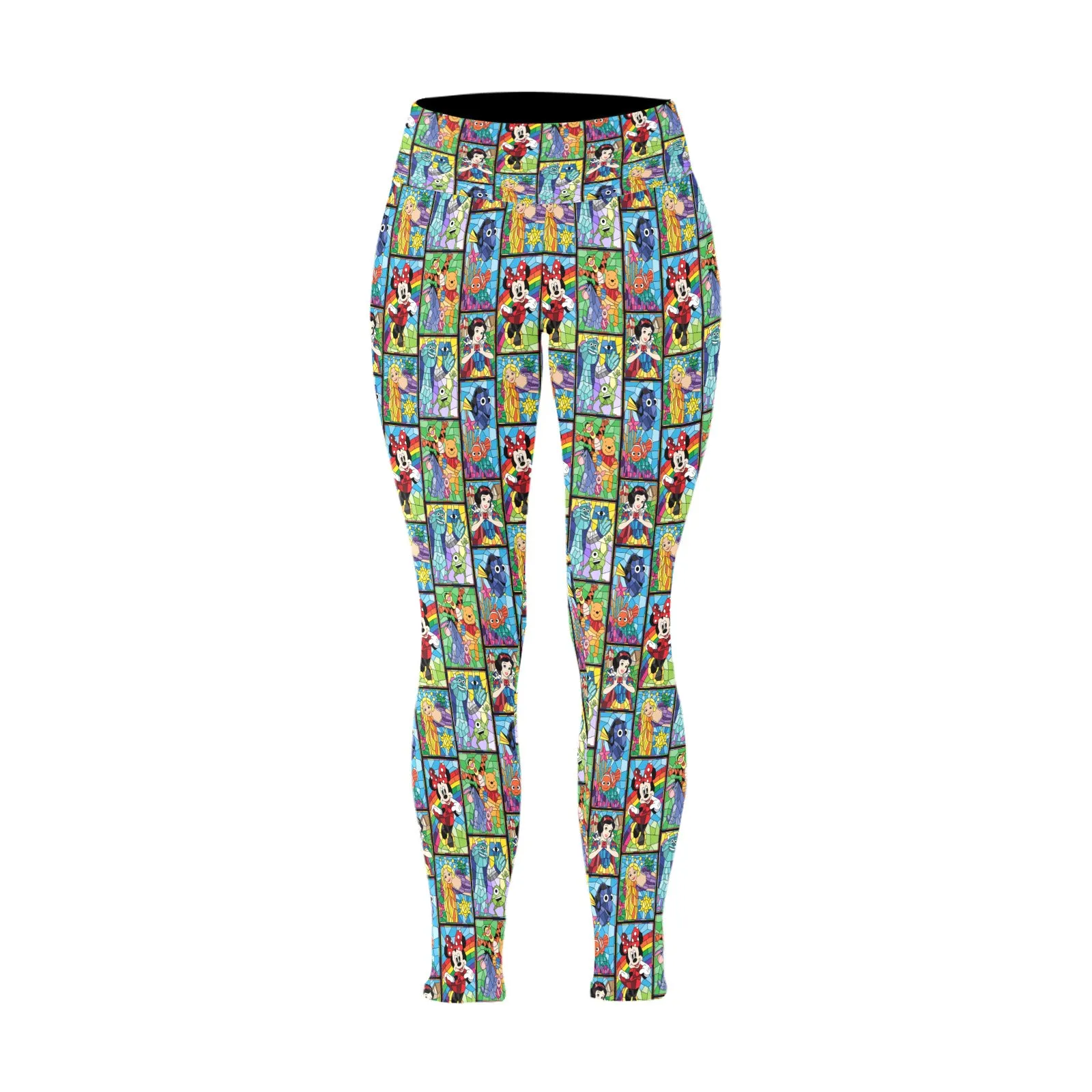 Stained Glass Characters Women's Plus Size Athletic Leggings