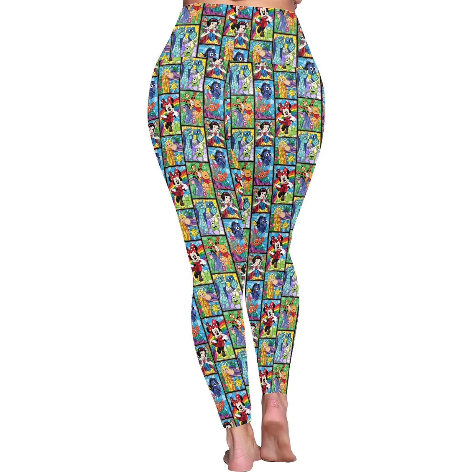 Stained Glass Characters Women's Plus Size Athletic Leggings