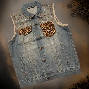 *STEAM PUNK* DENIM VEST (BUTTON UP)