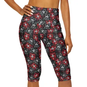 Steamboat Mickey And Minnie Cards Athletic Capri Leggings