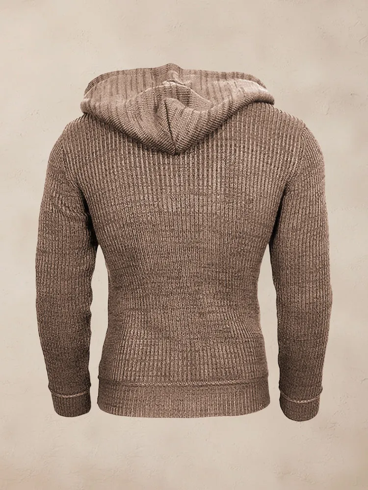 Stylish Splicing Knit Pullover Hoodie