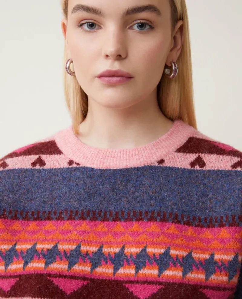 Suncoo Peerico Coral Stripe Crew Knit