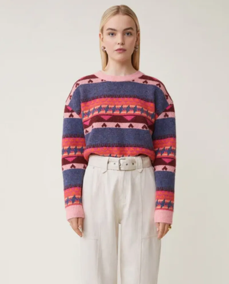 Suncoo Peerico Coral Stripe Crew Knit