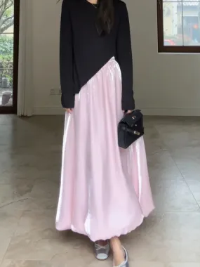 TAVIMART  -   Sweet Pink Ball Gown Skirts Women Elegant Elastic Wasit Maxi Long Skirt Spring Summer Luxury Korean Fashion Clothing Ins