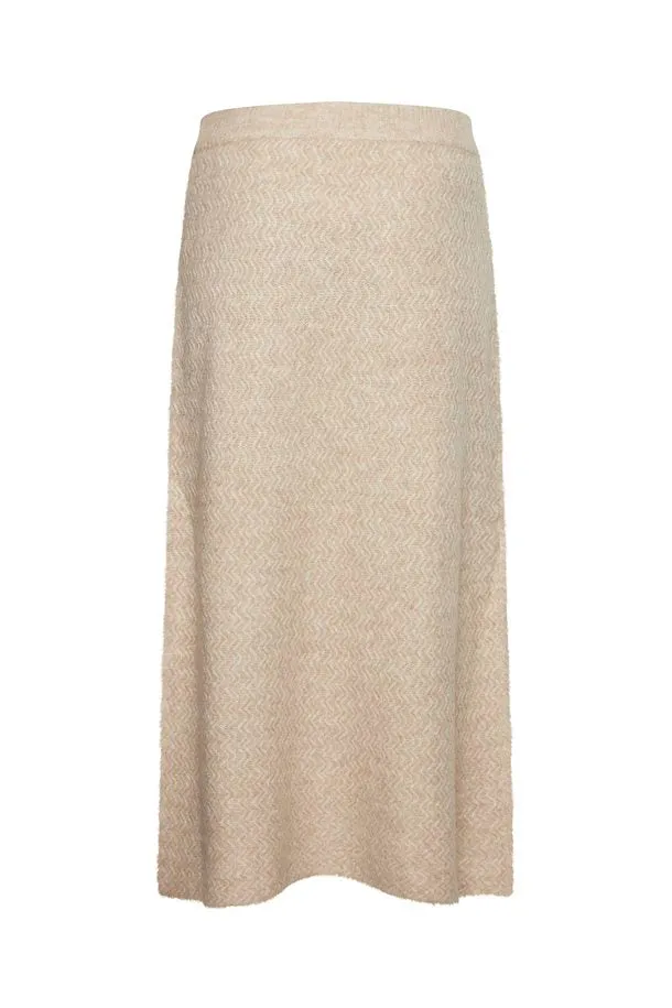 The Merli Knit Skirt - Cement Melange