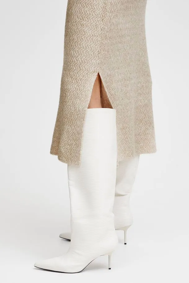 The Merli Knit Skirt - Cement Melange