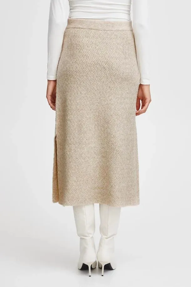 The Merli Knit Skirt - Cement Melange