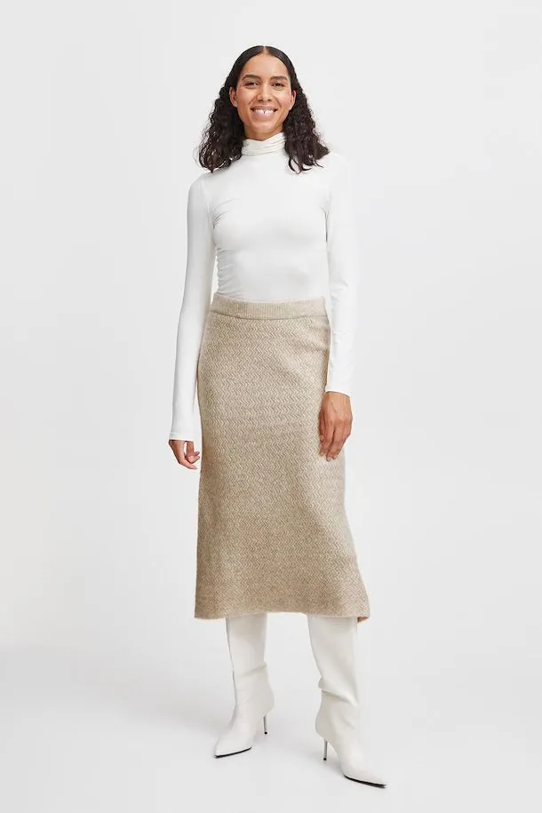 The Merli Knit Skirt - Cement Melange