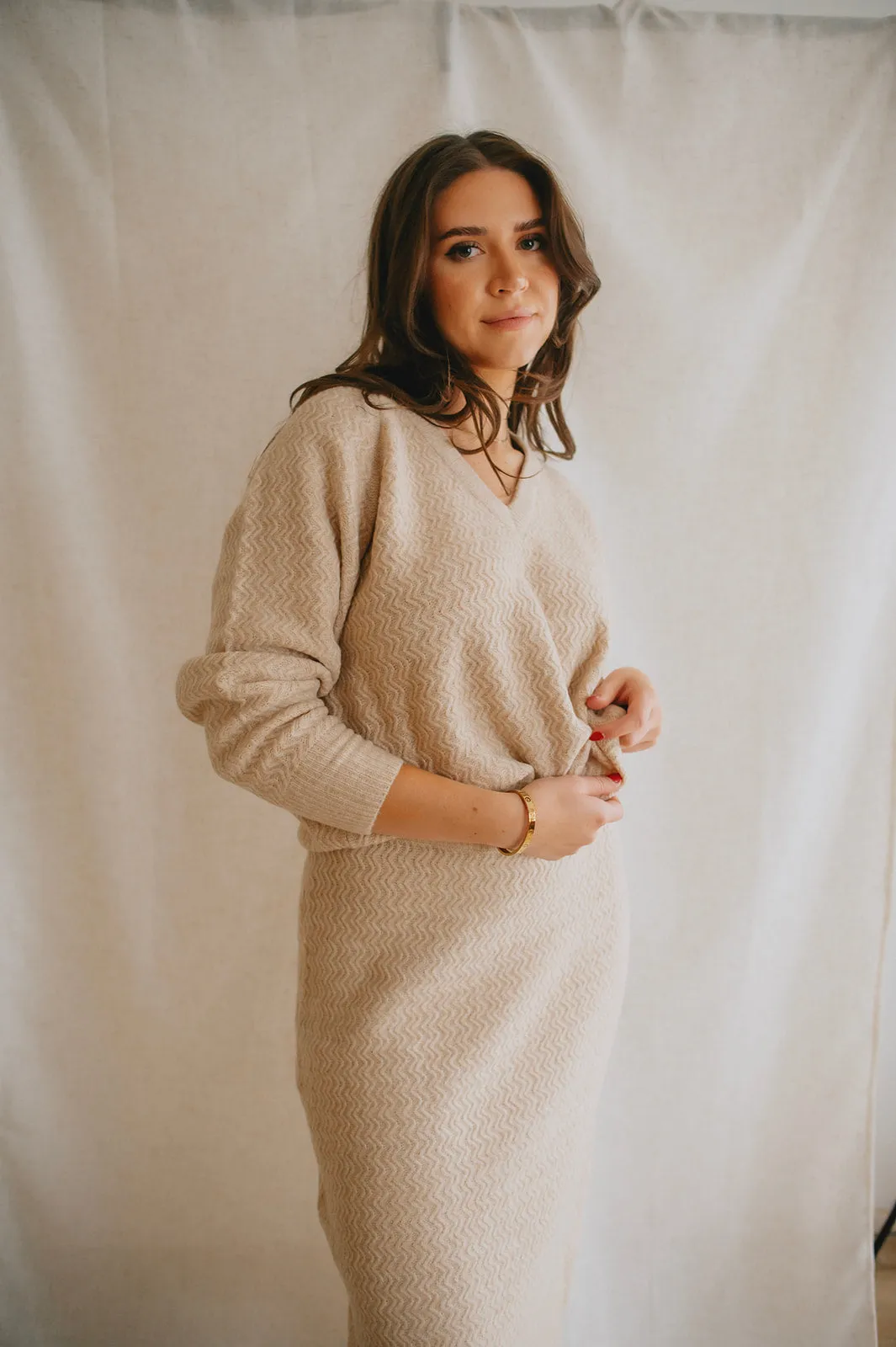 The Merli Knit Skirt - Cement Melange