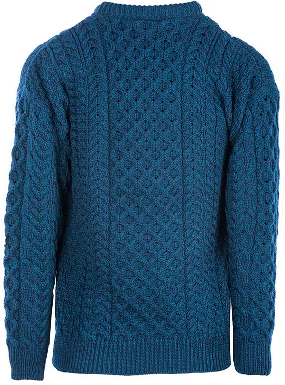 Traditional Unisex Aran Sweater - MARL BLUE