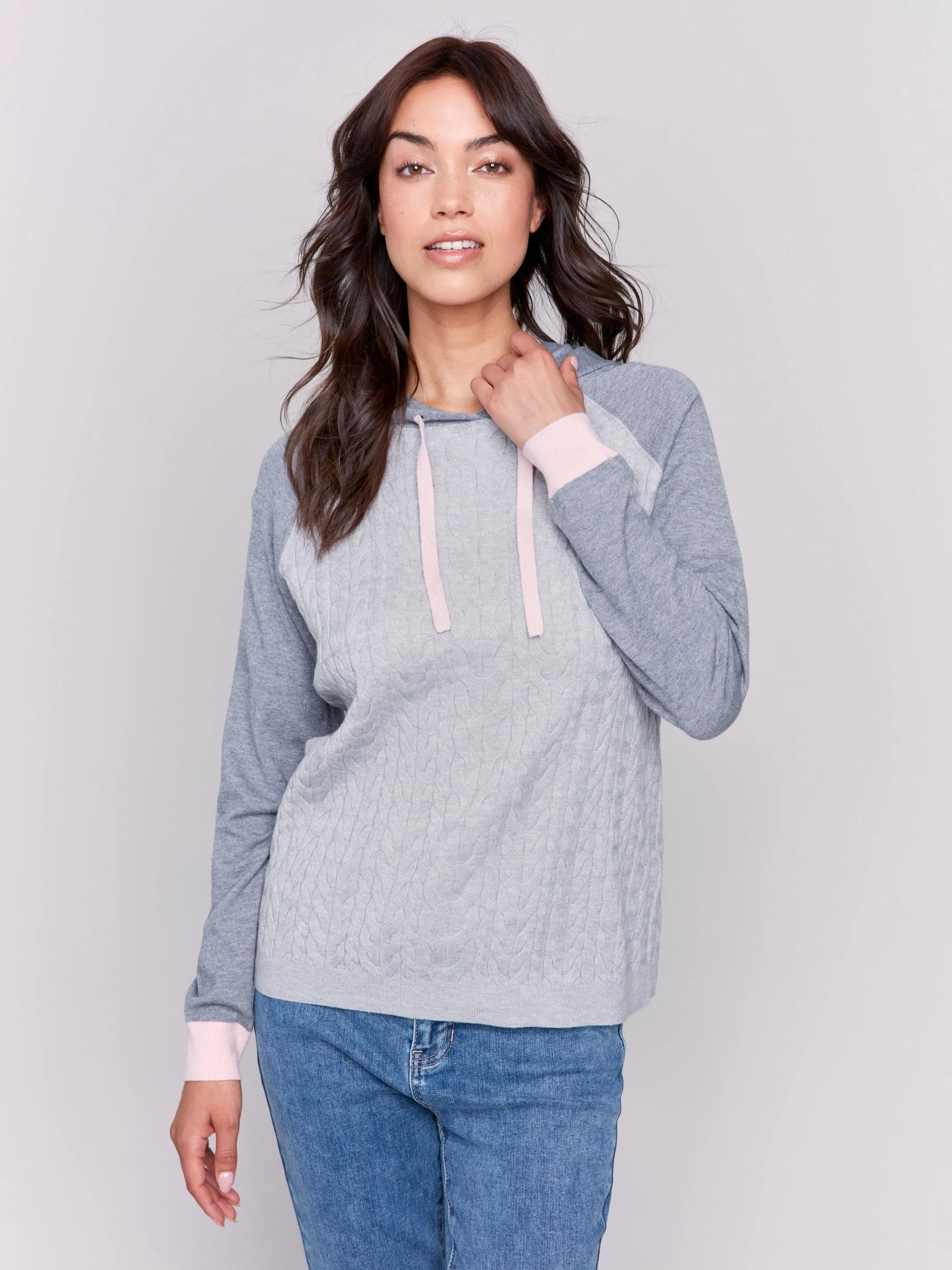 Two-Toned Hoodie Sweater - Grey