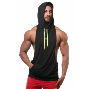 Unisex Sleeveless Hooded Fitness Loose Pullover