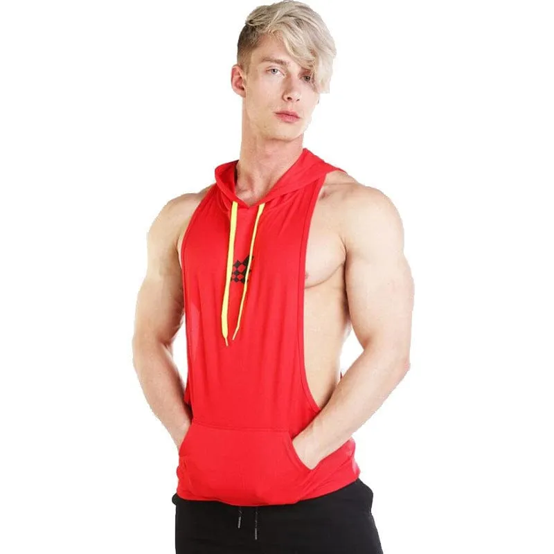 Unisex Sleeveless Hooded Fitness Loose Pullover