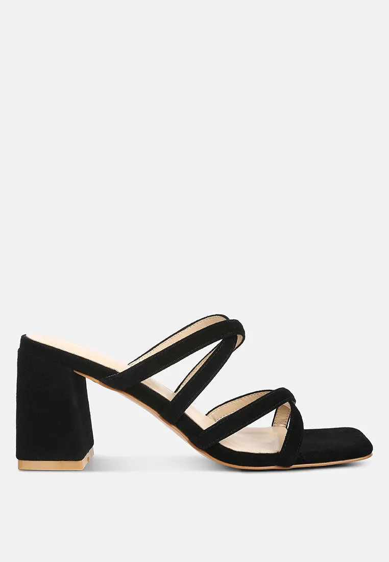 Valentina Strappy Casual Block Heel Sandals In Black