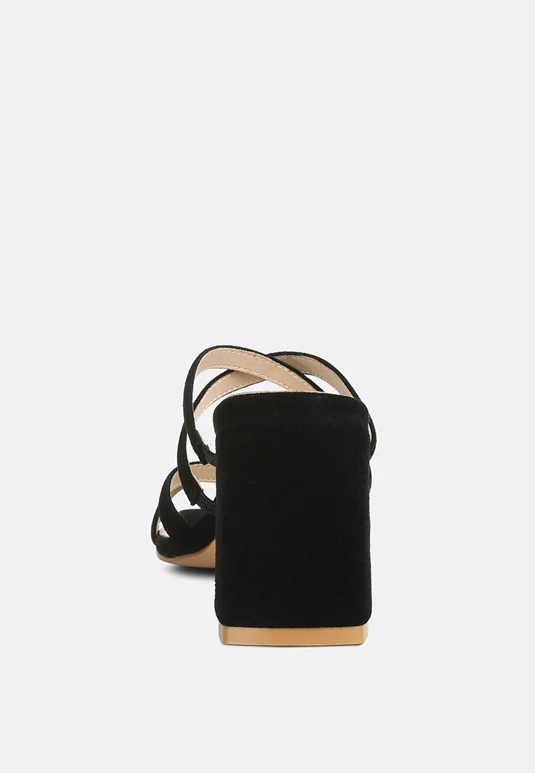 Valentina Strappy Casual Block Heel Sandals In Black