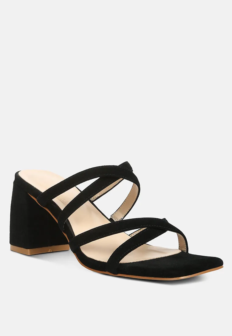 Valentina Strappy Casual Block Heel Sandals In Black