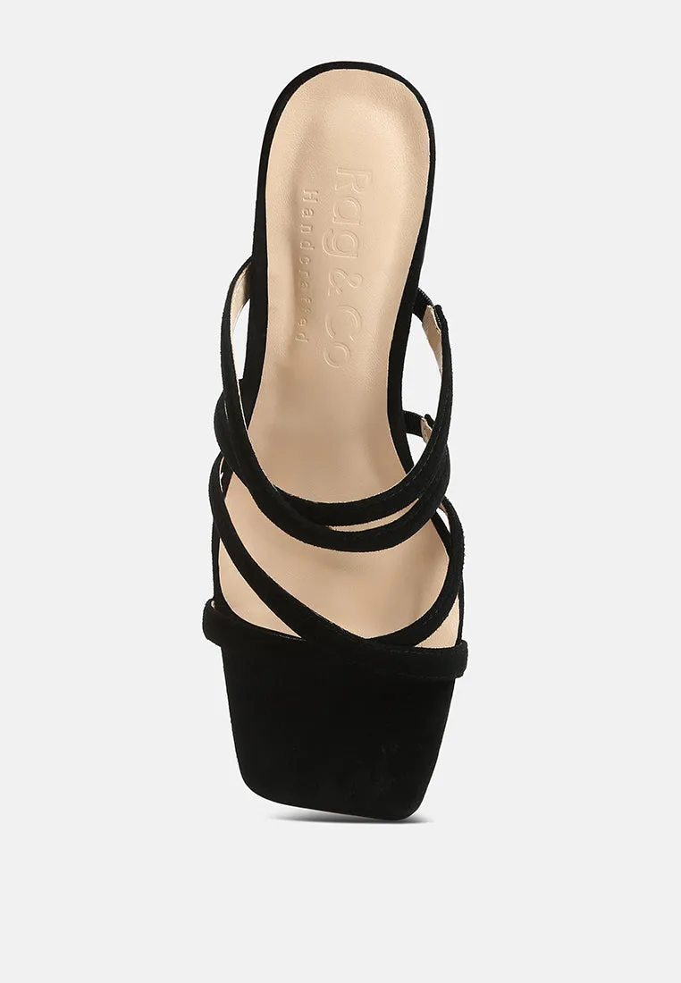 Valentina Strappy Casual Block Heel Sandals In Black