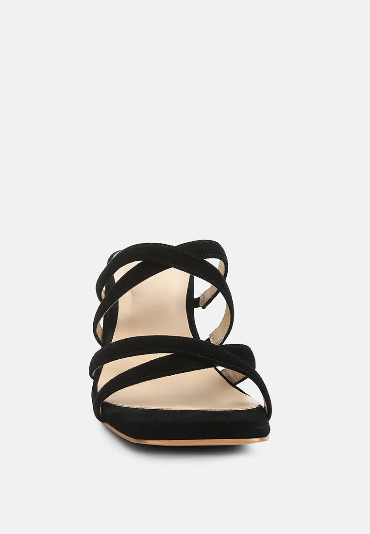 Valentina Strappy Casual Block Heel Sandals In Black