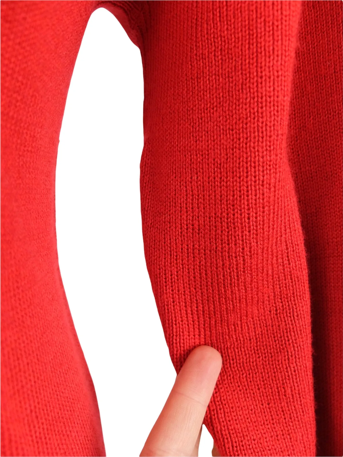 Vintage 60s Mod Chic Bright Cherry Red Solid Mockneck Pullover Sweater Jumper with Shoulder Button Details | Size M