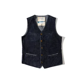 Vintage Amekaji Vest Denim Striped Vest