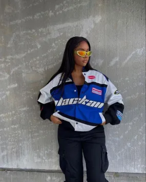 Vintage Blackair Racing Jacket | Retro Y2K Motorsport Racer Jacket For Women