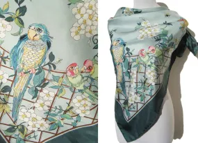 Vintage Silk Scarf Exotic Birds & Insects by Diane Voyentzie 35 x 35