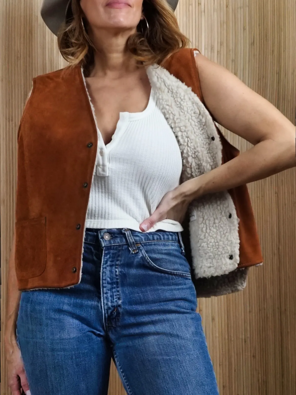 Vintage Terracotta Suede Vest