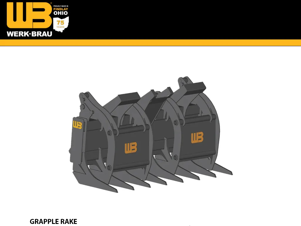 WERK-BRAU Grapple Rake for Wheel loaders 14,000 - 19,000 lbs. (class 1)