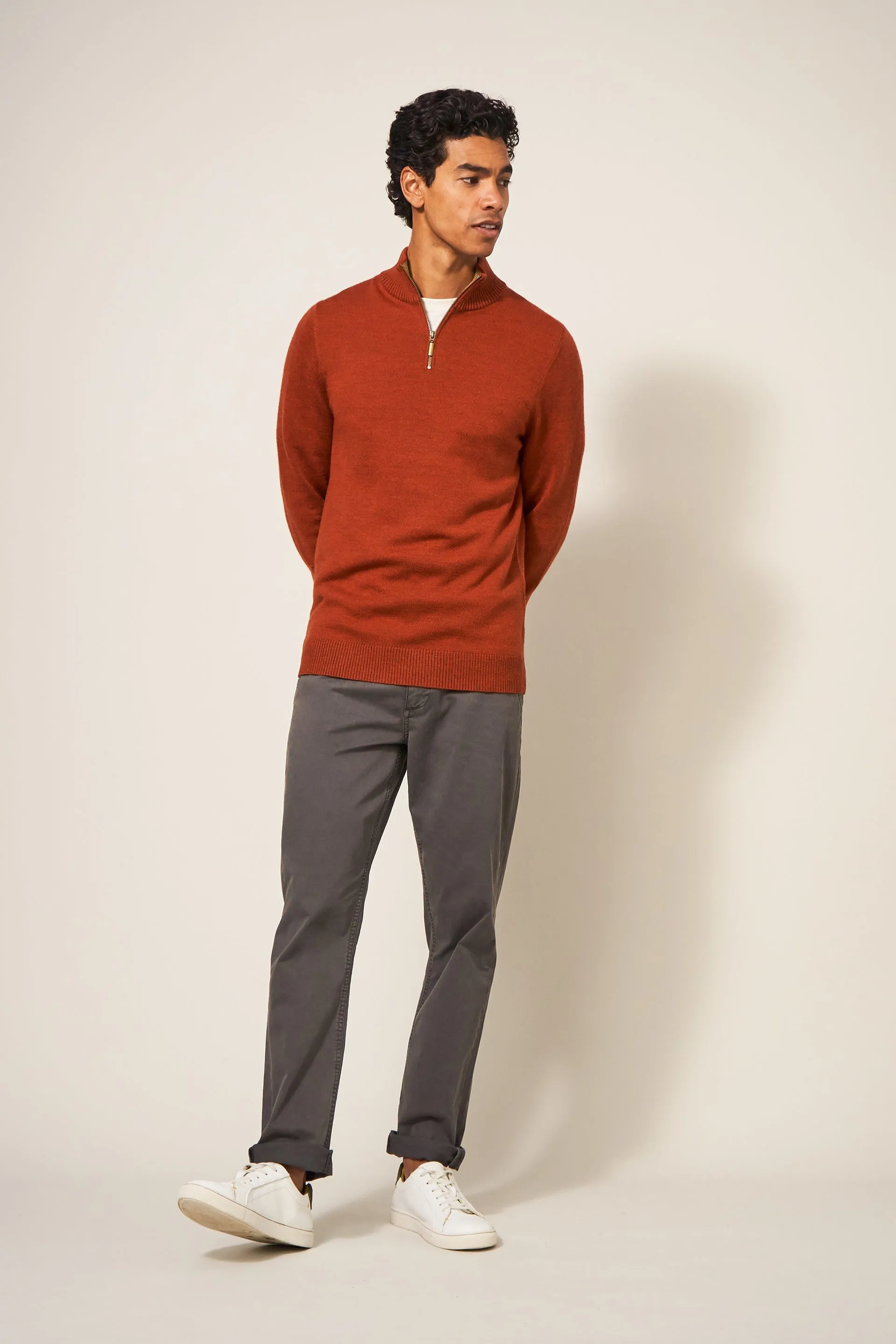 White Stuff Newport Merino Jumper in Mid Orange