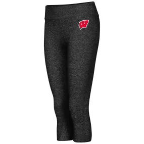 Wisconsin Badgers Colosseum WOMEN Black Thick Band Capri Length Leggings